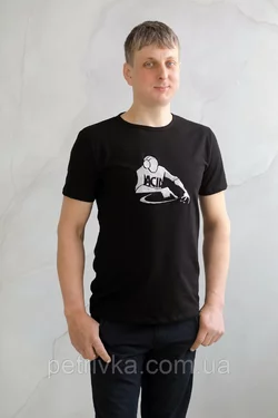Трендова чоловіча футболка Casual чорного кольору, принт Діджей