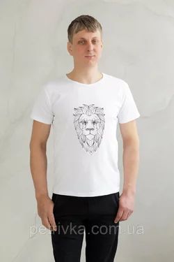 Біла чоловіча футболка в стилі Casual з принтом Лев