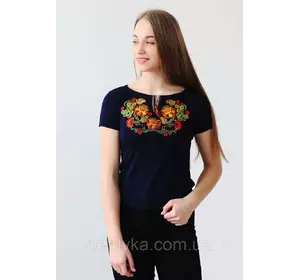 Жіноча вишита футболка Петриківський розпис А-16
