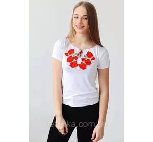 Вишита жіноча футболка Троянди А-13